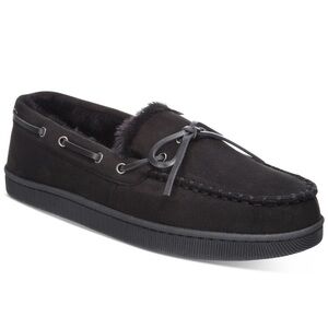 Club Room Men's Black Slip-On Moccasin Slippers Shoes Size Medium 8-9